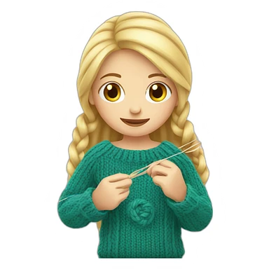 Blond girl knitting sticker