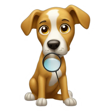 dog searching with a magnifier glass sticker