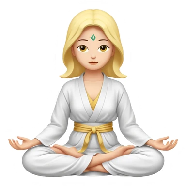 woman meditating in lotus pose, yellow skin, peaceful expression sticker