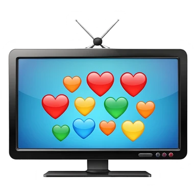 A tv with a cartoon on sticker