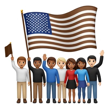 An American flag being carried by brown white Black people sticker