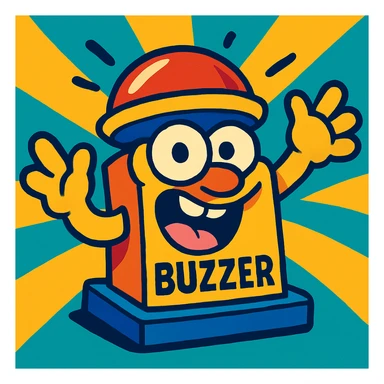a funny buzzer with exaggerated features and vibrant colors sticker