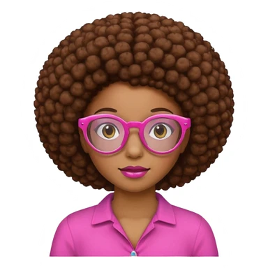 Girl with brown Afro and pink glasses  sticker