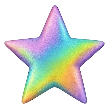 mini star with a glamorous and stylish holographic rainbow texture, no background sticker