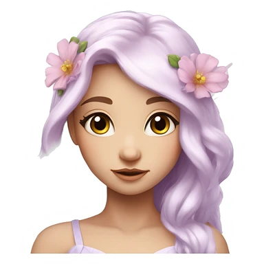 Beautiful, flower fairy, white long, light pink hair, big wings, fair skin, light violet eyes  sticker