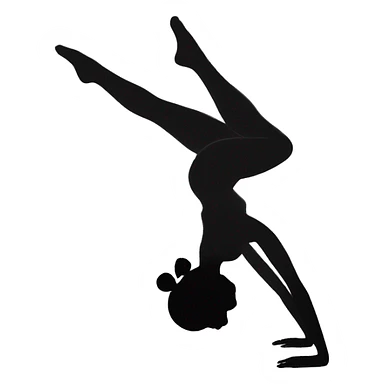 Girl with a bun doing a handstand silouette sticker