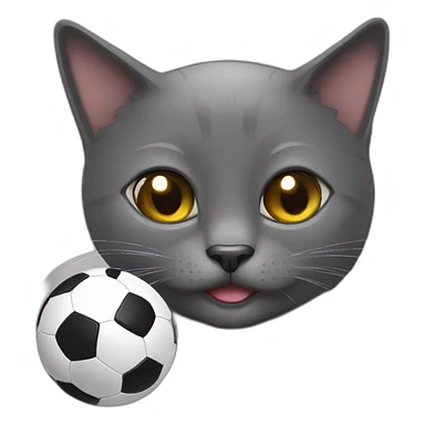 Dark Grey British short hair cat playing soccer sticker