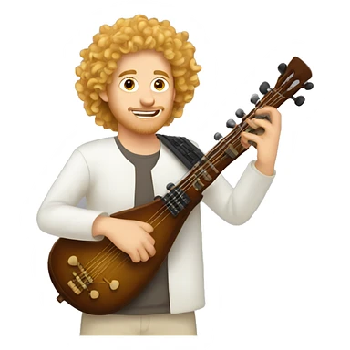 white guy with golden curly hair playing rabab sticker