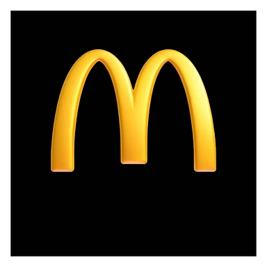 McDonald's logo, 3D effect, shiny gold arches, realistic lighting sticker