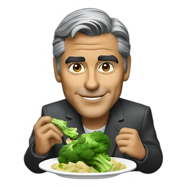 george clooney eating chicken and broccoli sticker
