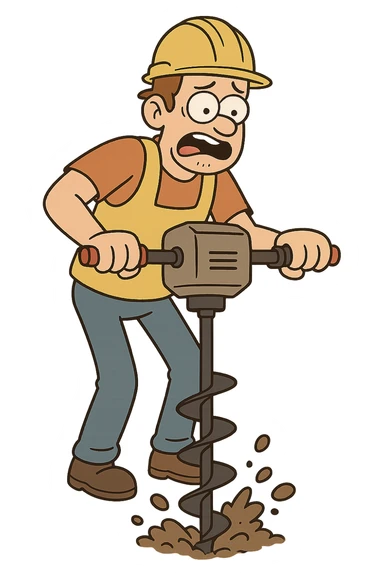 hollow stem auger drilling, transparent background sticker