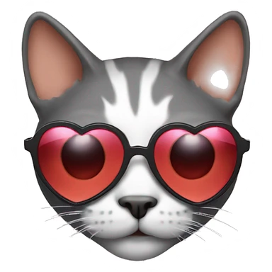 A head of a cat with heart sunglasses  sticker