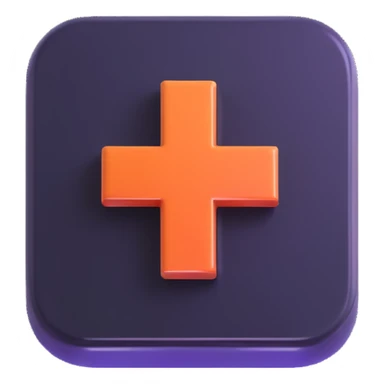 a plus sign inside a 3D button, shiny and eye-catching sticker