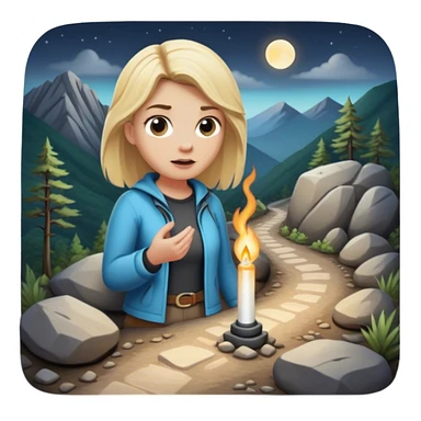 mountain 2 crossroads trails with rocks  two trails—one illuminated,, and one in darkness, representing reaction with a back of a blonde woman choosing the lighter path  sticker