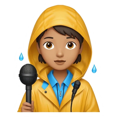 people with rain coat and microphone sticker
