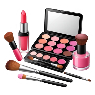 make up set with make up brushes, lip gloss and blush sticker