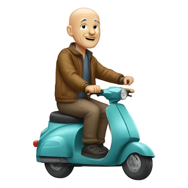 Old bald Man on a scooter sticker