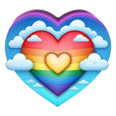 heart glow in the dark rainbow with clouds sticker