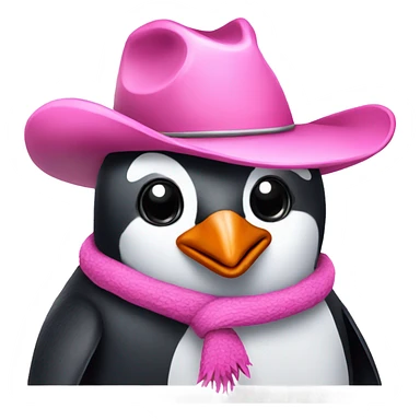 penguin with pink cowboy hat  sticker