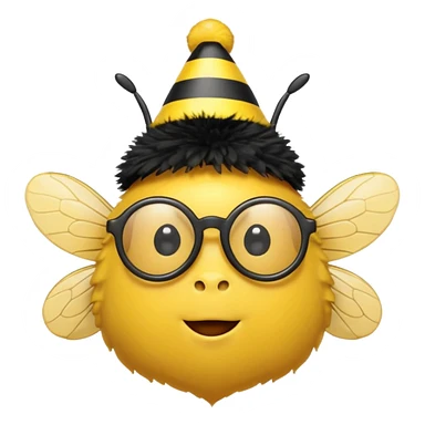 party hat bee with glasses sticker