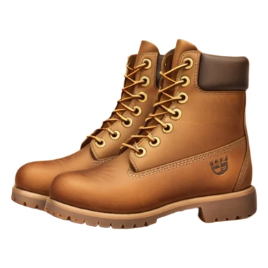 Unlaced pair of timberland boots on shelf sticker