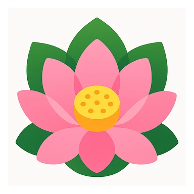 Simplify the pink lotus flower by reducing the number of petals, in a style resembling emoji style with simple shapes and colors. sticker