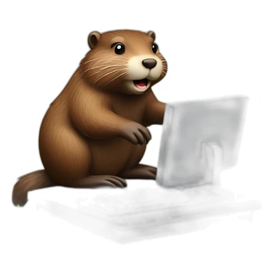 beaver using computer sticker