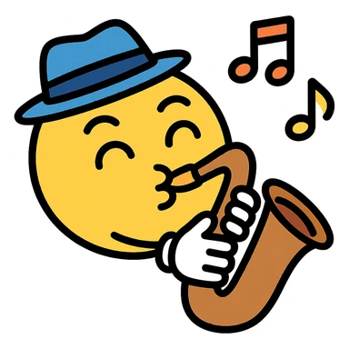 jazzy energetic musical emoji bold outlines cartoon style sticker