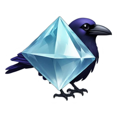 raven holding a diamond in its beak sticker