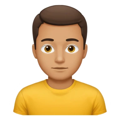 a standard man wearing a t-shirt, yellow, face and shoulders sticker