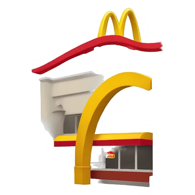 “McDonald’s store with the iconic golden arches, a red and yellow color scheme, and a simple, recognizable design that captures the essence of a fast food restaurant.” sticker