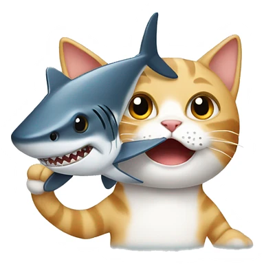 Cat holding a shark sticker
