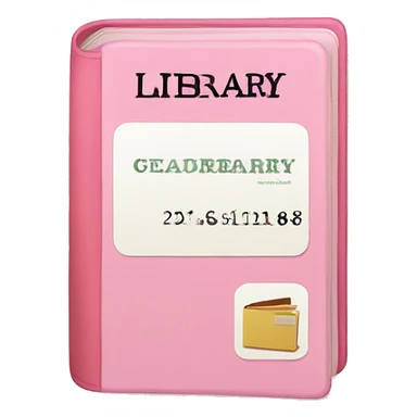 Light pink library card with book on front sticker