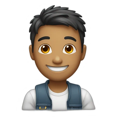 Boy smiling with left arm up at 90 degrees sticker