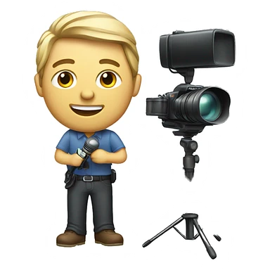 realistic journalist with camera and microphone  sticker