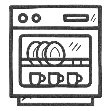 dishwasher hand drawn black outline icon sticker