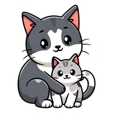 Cat hugging a dog sticker