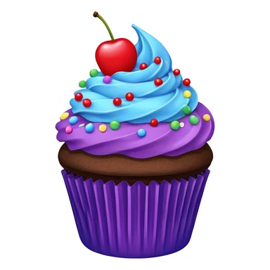 Chocolate Cupcake: blue cream, purple paper, sprinkles with cherry on top  sticker