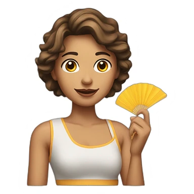 chica con abanico en la mano sticker