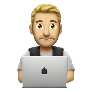 Caucasian Man sitting on a throne of cash with a laptop sticker