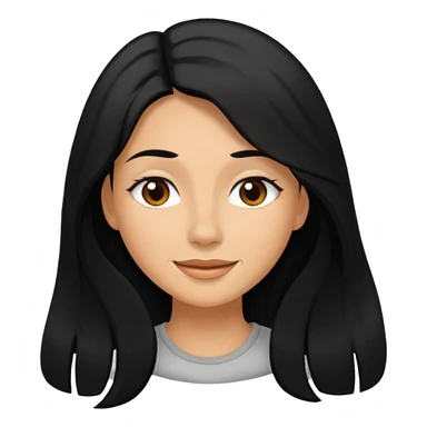 a happy woman smile, sleepy eyes with long black hair sticker