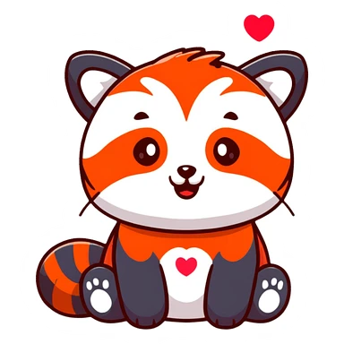 red panda with heart cartoon sticker sticker