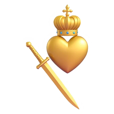 golden heart and golden dagger, both glossy and reflective sticker