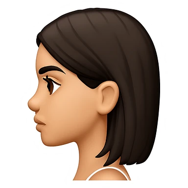 Create a side profile view of this girl's head in Apple emoji style with a neutral expression, 3D look, and soft shading on a transparent background. Maintain the Apple emoji style characteristics with a 3D appearance and soft shading. sticker