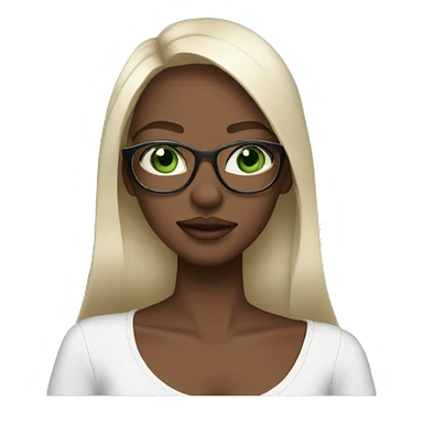 Black not that long straight hair with green eyes and glasses, big lips white girl holding one year old green eyes white baby son sticker