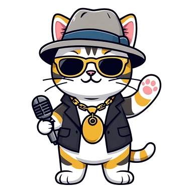 A gangster, rapping cat sticker