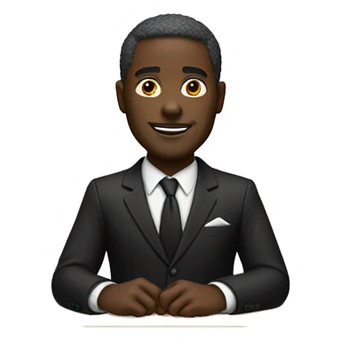 black man suit at desk sticker