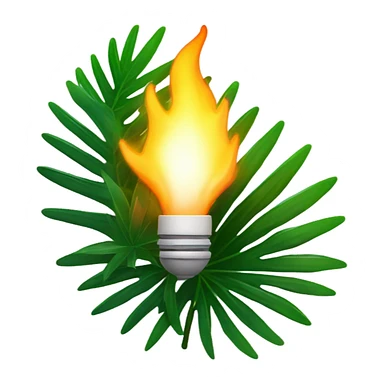 burning lamp and palm branch sticker