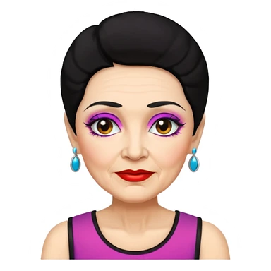 Old Women In Sleeveless, black hair, funky. sticker