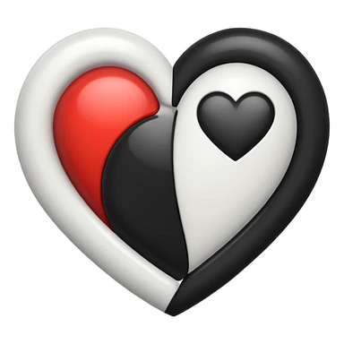 Half Black and half white heart sticker
